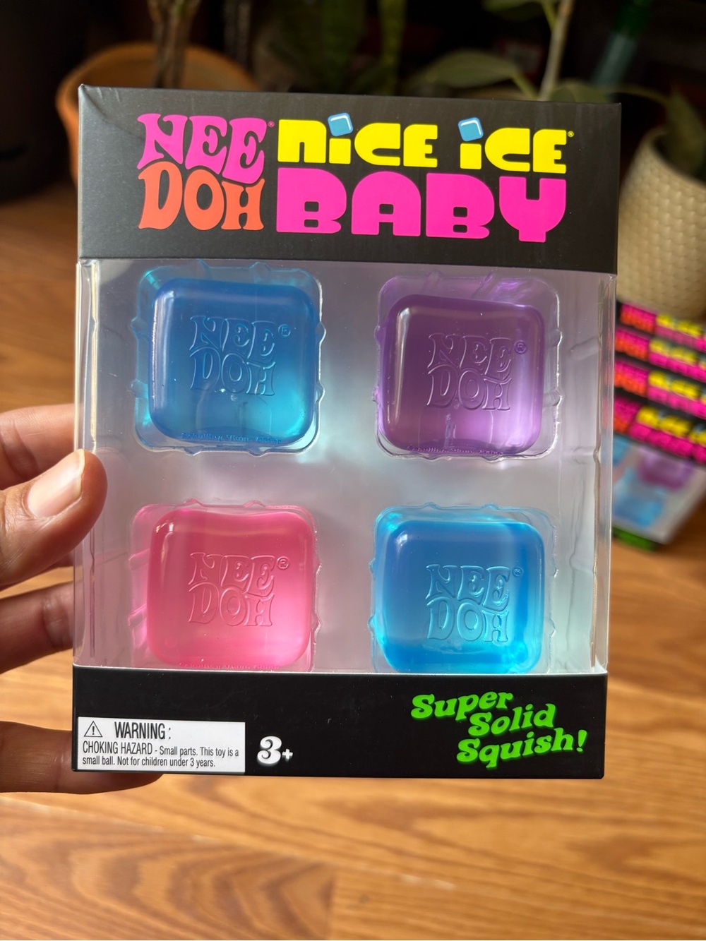 Nee Doh Nice Ice Baby 4-Pack Solid Squish Cubes - Blue, Purple, Pink